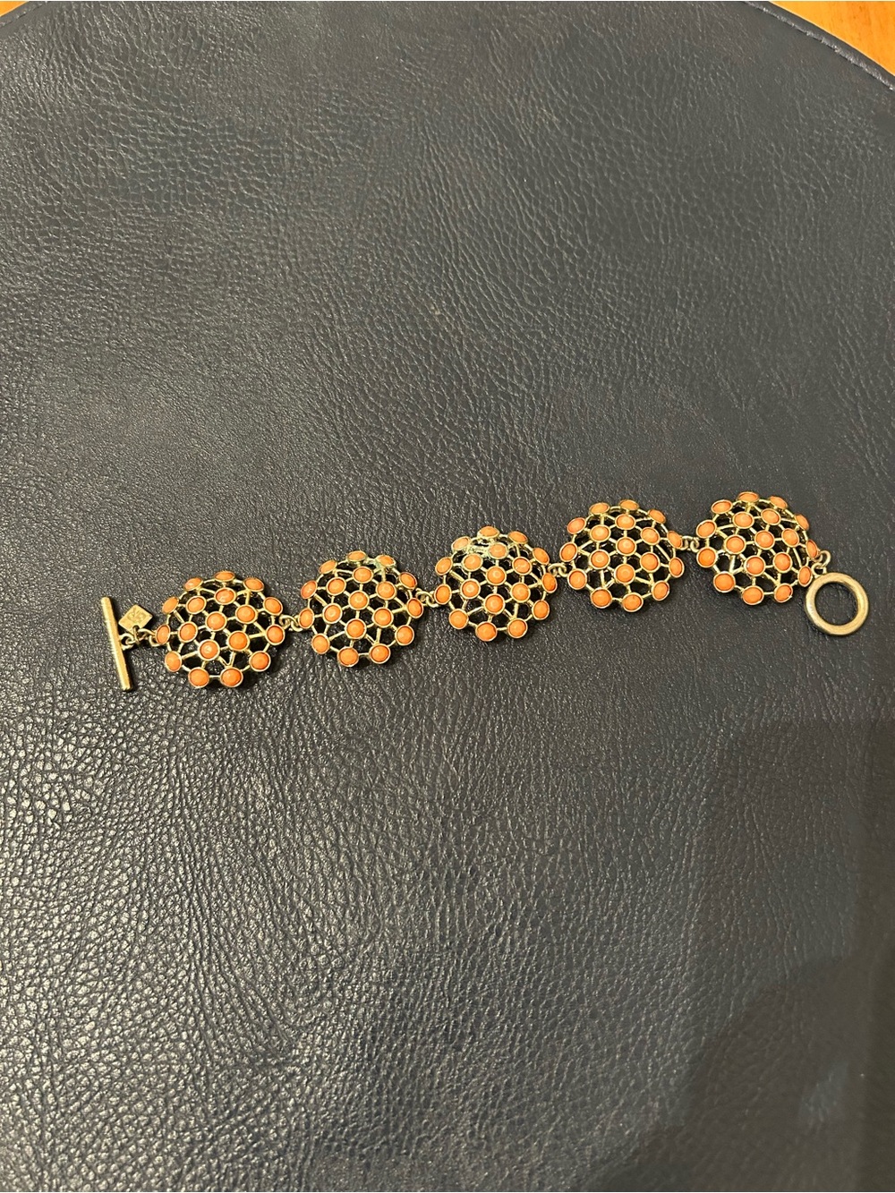 Gold-Tone Coral Floral Link Bracelet